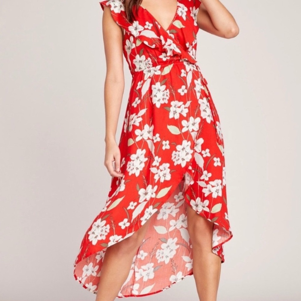 BB Dakota Red Floral High Low Dress